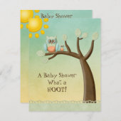 お洒落なフクロウのベビーシャワー 招待状 (正面/裏面)