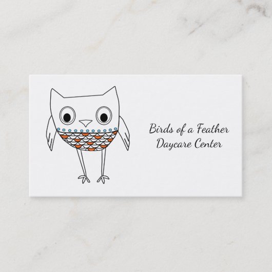 お洒落なフクロウの森林創造物、託児所 名刺 (正面)