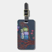 お洒落なフクロウ-真夜中の輝きで浴します ラゲッジタグ (正面縦)