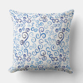 お洒落なプルシアンブルーの水彩画のカーブ クッション (正面)
