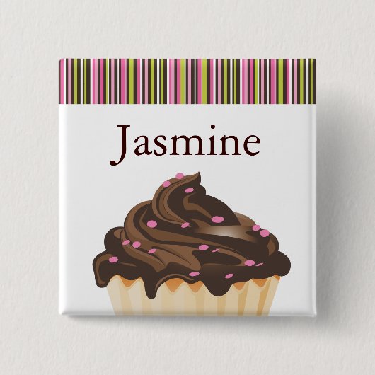 お洒落なベーカリーのカップケーキの名札 缶バッジ (正面)