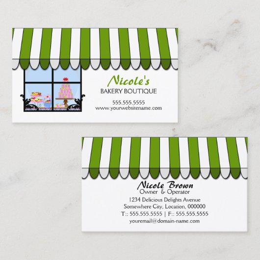 お洒落なベーカリーのブティック/店 名刺 (正面/裏面)