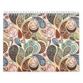 お洒落なペイズリーの落書きの走り書きの水彩画 カレンダー (カバー)