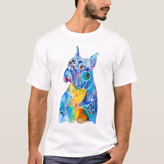 お洒落なボクサーのワイシャツ犬のTシャツ、元の芸術 Tシャツ (正面)