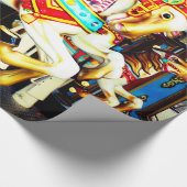 お洒落なメリー馬円形の回転木馬の行きます ラッピングペーパー (角)