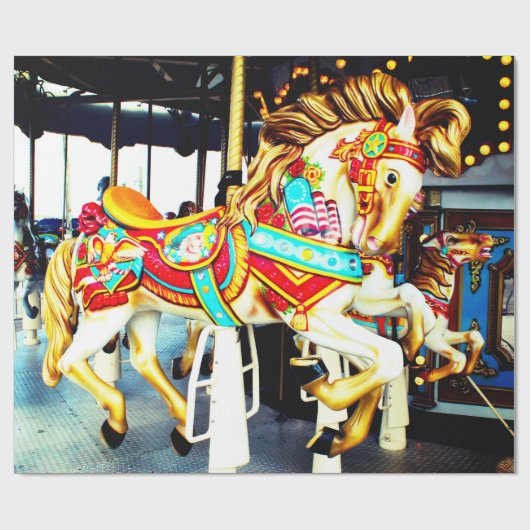 お洒落なメリー馬円形の回転木馬の行きます ラッピングペーパー (フラット)