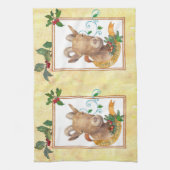 お洒落なヤギのクリスマスの挨拶 キッチンタオル (縦)