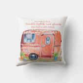 お洒落なレトロのキャンピングカーのキャラバンの友人の引用文 クッション (裏面)