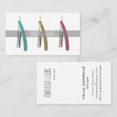 お洒落なレトロのヴィンテージかみそりの美容師カード 名刺 (正面/裏面)