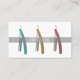 お洒落なレトロのヴィンテージかみそりの美容師カード 名刺