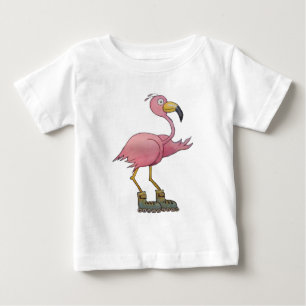 お洒落なローラースケートで滑るのローラーの翼配列のフラミンゴ ベビーTシャツ