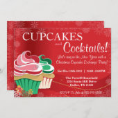 お洒落な休日のクリスマスのカップケーキ交換パーティー 招待状 (正面/裏面)