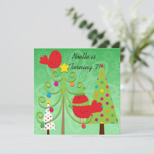 お洒落な休日の誕生日のパーティの招待状 招待状 (スタンド正面)