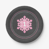 お洒落な冬のOnederlandの雪片の誕生日Pin ペーパープレート (正面)