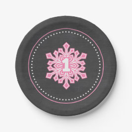 お洒落な冬のOnederlandの雪片の誕生日Pin ペーパープレート