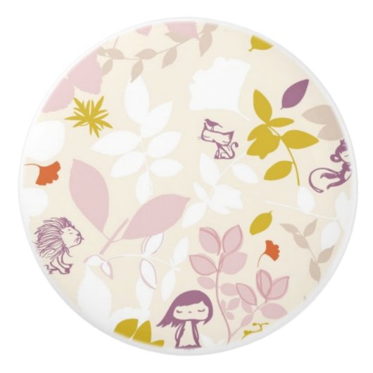 お洒落な動物を表示するパターン セラミックノブ (正面)