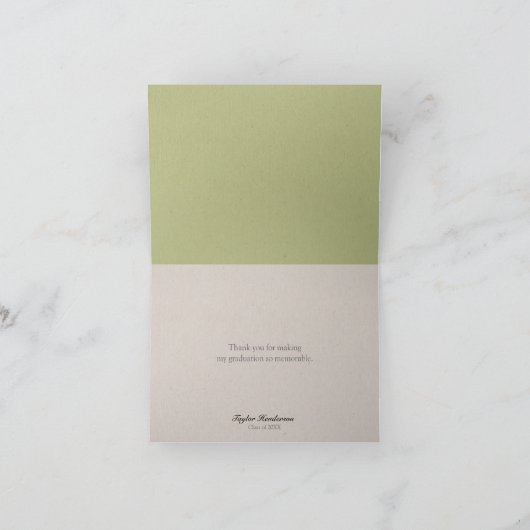 お洒落な卒業は感謝していしています: 緑 サンキューカード (内部)