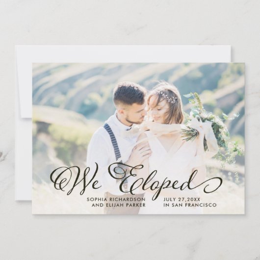お洒落な単語|私達は発表写真の駆け落ちしました 招待状 (正面)