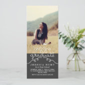 お洒落な大学院のかわいいタイポグラフィの写真の木炭 案内状 (スタンド正面)