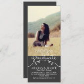 お洒落な大学院のかわいいタイポグラフィの写真の木炭 案内状 (正面/裏面)