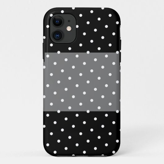 お洒落な太い水玉模様 グレー 黒 ストライプ Case-Mate iPhoneケース (裏面)