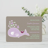 お洒落な妊娠した紫色のクジラのベビーシャワーの招待 招待状 (スタンド正面)