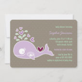 お洒落な妊娠した紫色のクジラのベビーシャワーの招待 招待状 (正面)
