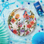 お洒落な庭の鳥の家のモノグラムのパーティー ペーパープレート (パーティー)