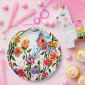 お洒落な庭の鳥の家のモノグラムのパーティー ペーパープレート (パーティー)