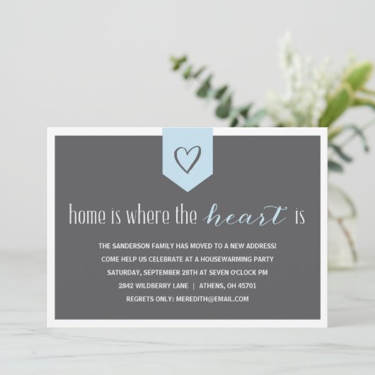 お洒落な引っ越し祝いパーティーの招待状 招待状 (スタンド正面)