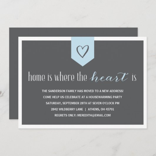 お洒落な引っ越し祝いパーティーの招待状 招待状 (正面/裏面)