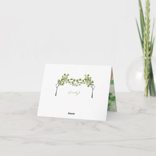 お洒落な愛結び目の夏の木の結婚は感謝していしています サンキューカード (裏面)