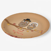 お洒落な感謝祭のフクロウ ペーパープレート (アングル)