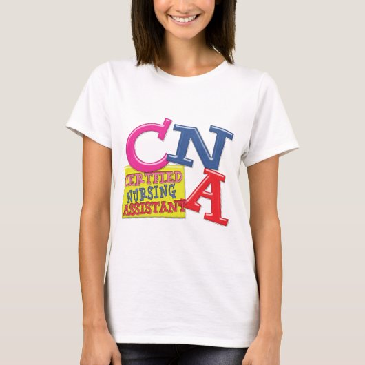 お洒落な手紙によって証明される看護は助手できます Tシャツ (正面)