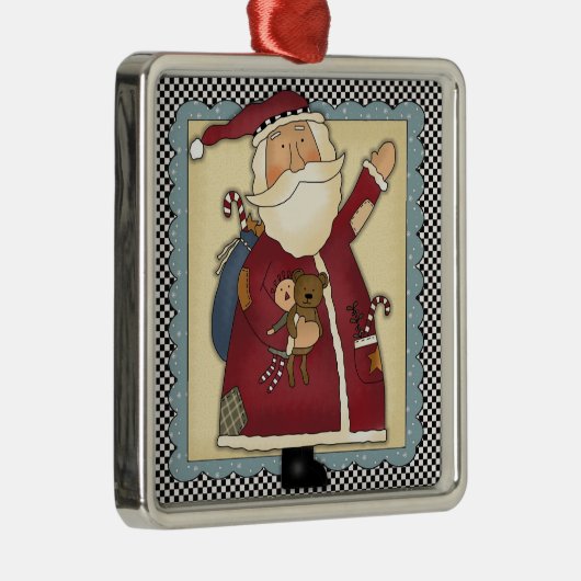 お洒落な振るサンタの民芸のクリスマスのギフト メタルオーナメント (右)