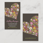 お洒落な春の花のバレンタインのハート愛 名刺 (正面/裏面)