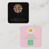 お洒落な春の花のポップ・アートのな木のカラフルの自然 スクエア名刺 (正面/裏面)