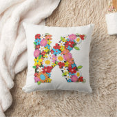 お洒落な春の花の庭のモノグラムの枕 クッション (ブランケット)