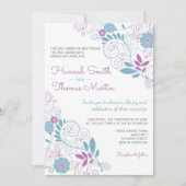 お洒落な春の花柄の結婚式招待状 招待状 (正面)