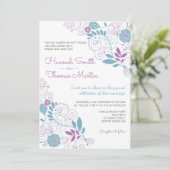 お洒落な春の花柄の結婚式招待状 招待状 (スタンド正面)