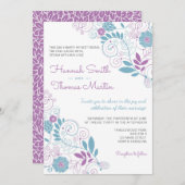 お洒落な春の花柄の結婚式招待状 招待状 (正面/裏面)