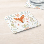 お洒落な森林キツネ ペーパーコースター (アングル)