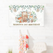 お洒落な森林ベビー動物の誕生会 横断幕 (インサイチュ)