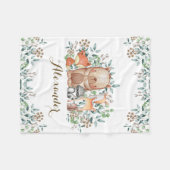 お洒落な森林動物/モダンな森林子供部屋 フリースブランケット (正面(横))