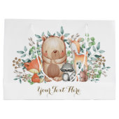 お洒落な森林森林動物のベビーシャワー ラージペーパーバッグ (裏面)