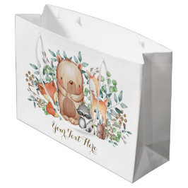 お洒落な森林森林動物のベビーシャワー ラージペーパーバッグ