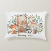 お洒落な森林森林動物の男の赤ちゃんの子供部屋 アクセントクッション (裏面)