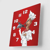 お洒落な歌うシェフ スクエア壁時計 (傾斜)