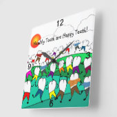 お洒落な歯科時計の歯の人々 スクエア壁時計 (傾斜)