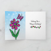 お洒落な民芸の妖精の女の子のハッピーバースデー カード (内部)